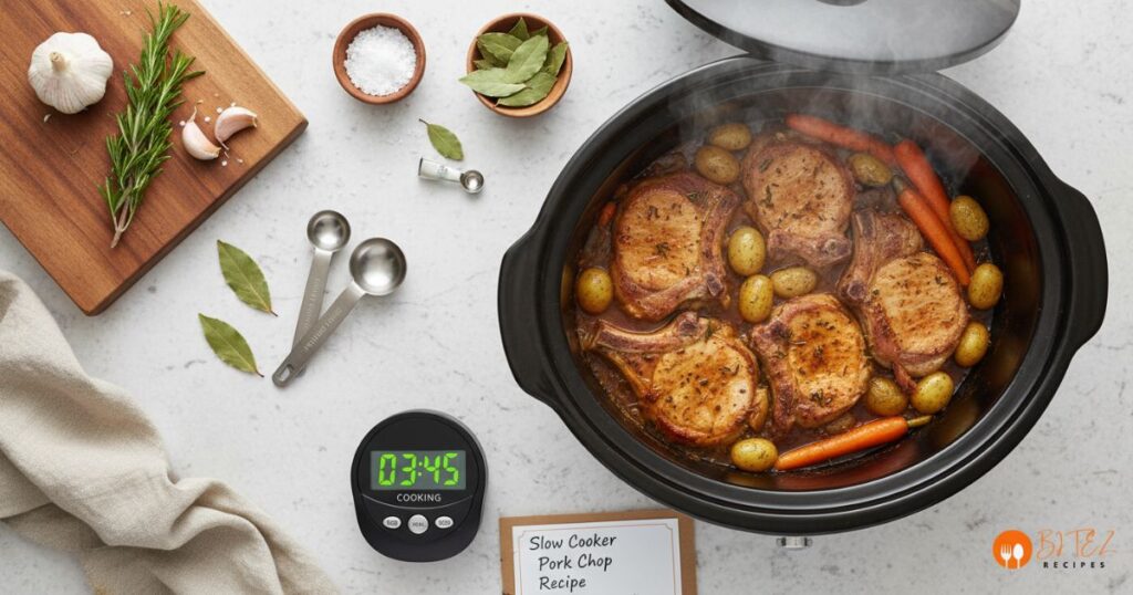 Cooking tips for making slow cooker pork chops with spices and timer.