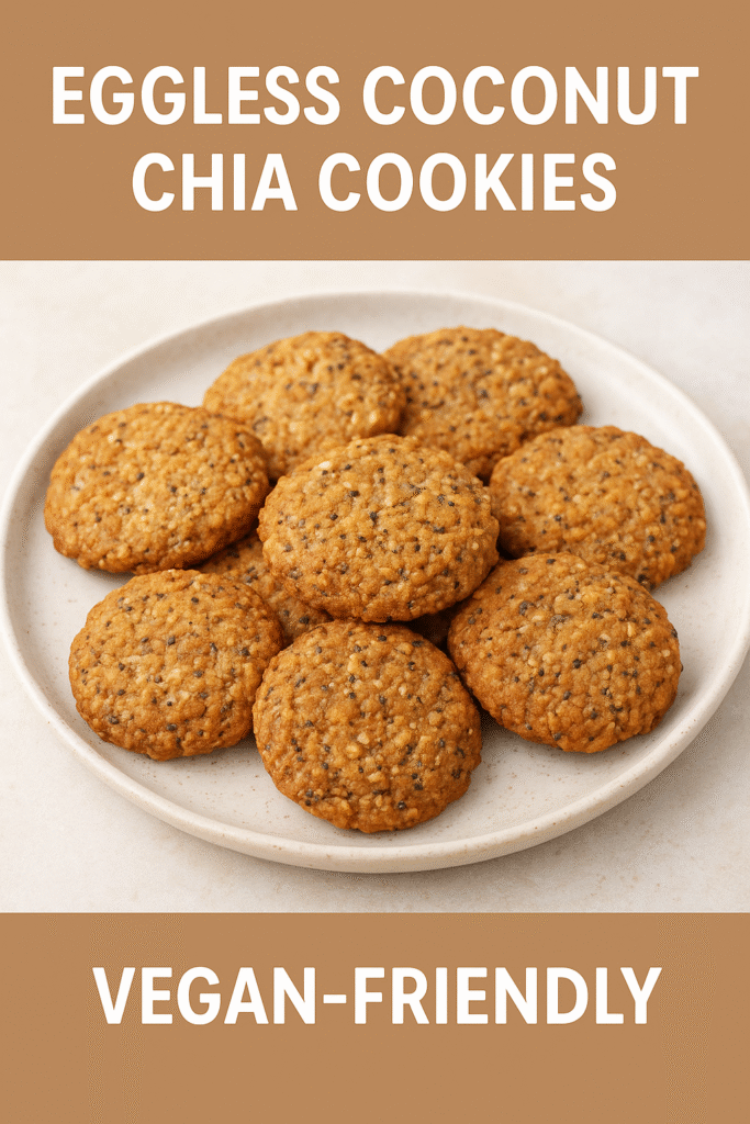 Plate of homemade eggless coconut chia cookies – vegan-friendly healthy dessert