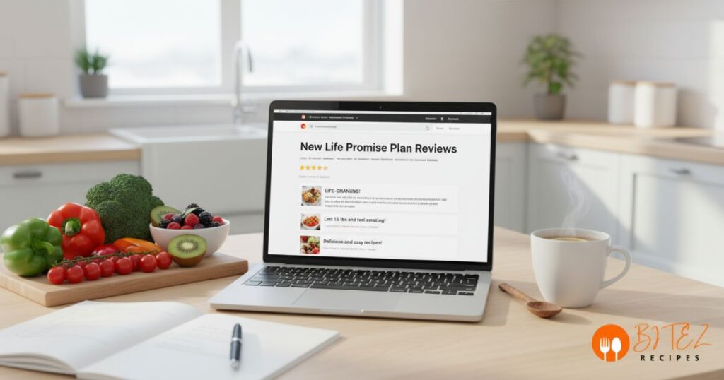 New Life Promise Plan reviews with customer ratings and healthy lifestyle elements.