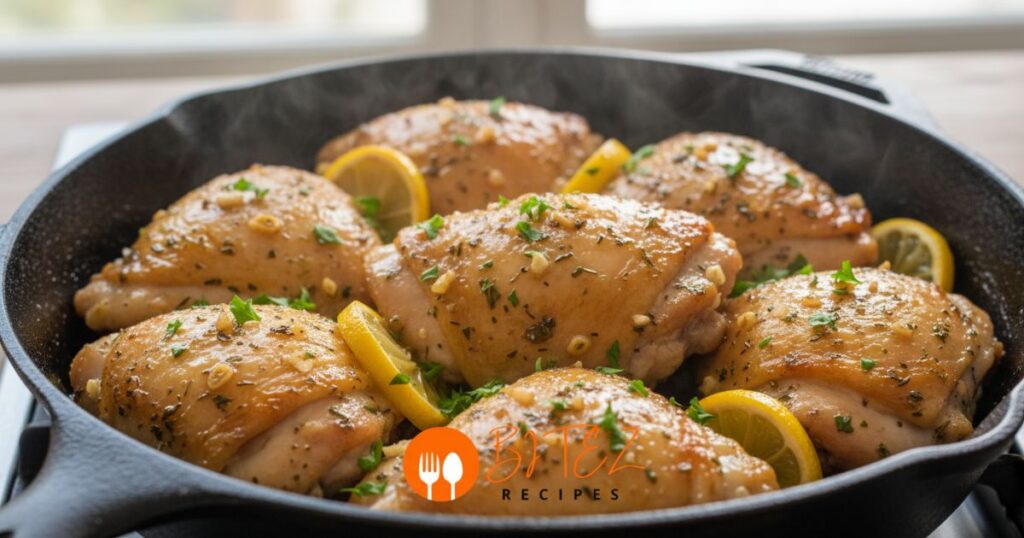 Skinless and boneless chicken thigh recipes with herbs and garlic.